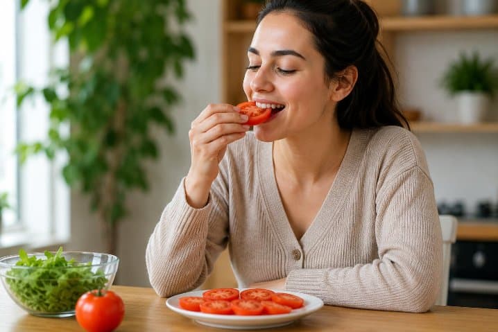 Eating Raw Tomatoes in the Morning